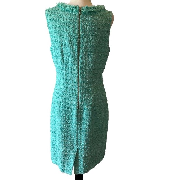 Kate Spade New York Sleeveless Tweed Textured Sheath Dress Size 12 Teal - Picture 5 of 16